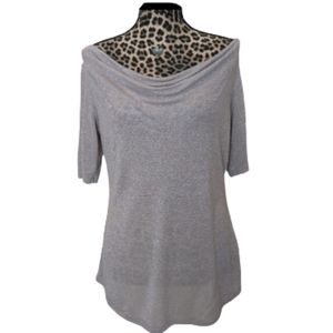 The Limited Silver Shimmery Draped Blouse Medium